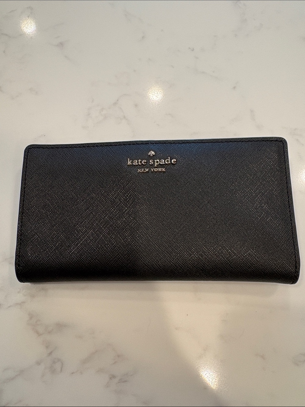kate spade Black Saffiano Zip Wallet